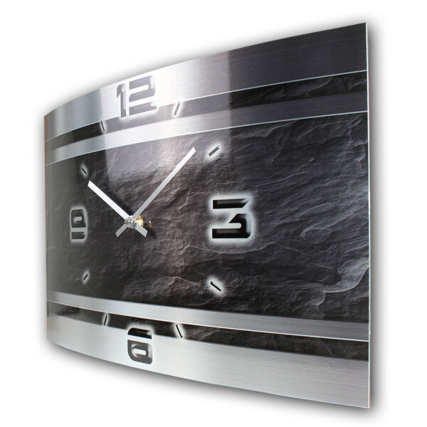 Slate Metallic Designer-Wanduhr mit leisem Uhrwerk aus Alu