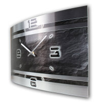 Slate Metallic Designer-Wanduhr mit leisem Uhrwerk aus Alu
