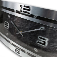 Slate Metallic Designer-Wanduhr mit leisem Uhrwerk aus Alu