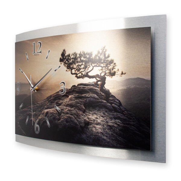 Felsenkiefer – gewölbte 3D-Metallic-Wanduhr...