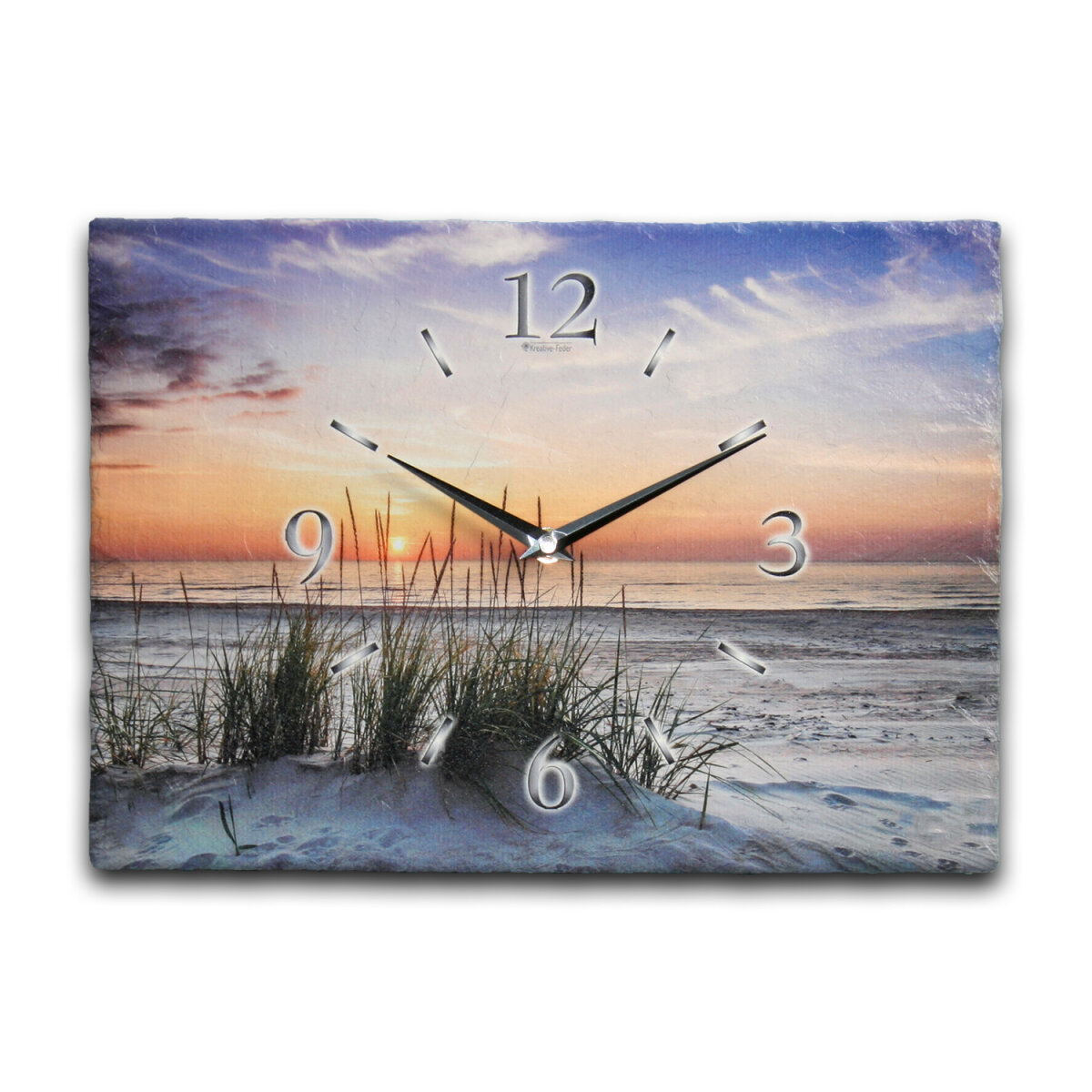 Sandstrand Design-Wanduhr aus Steinguss mit leisem Uhrwerk