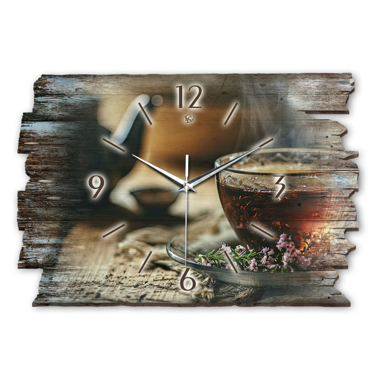 Tee Designer-Wanduhr aus Holz – leises Uhrwerk