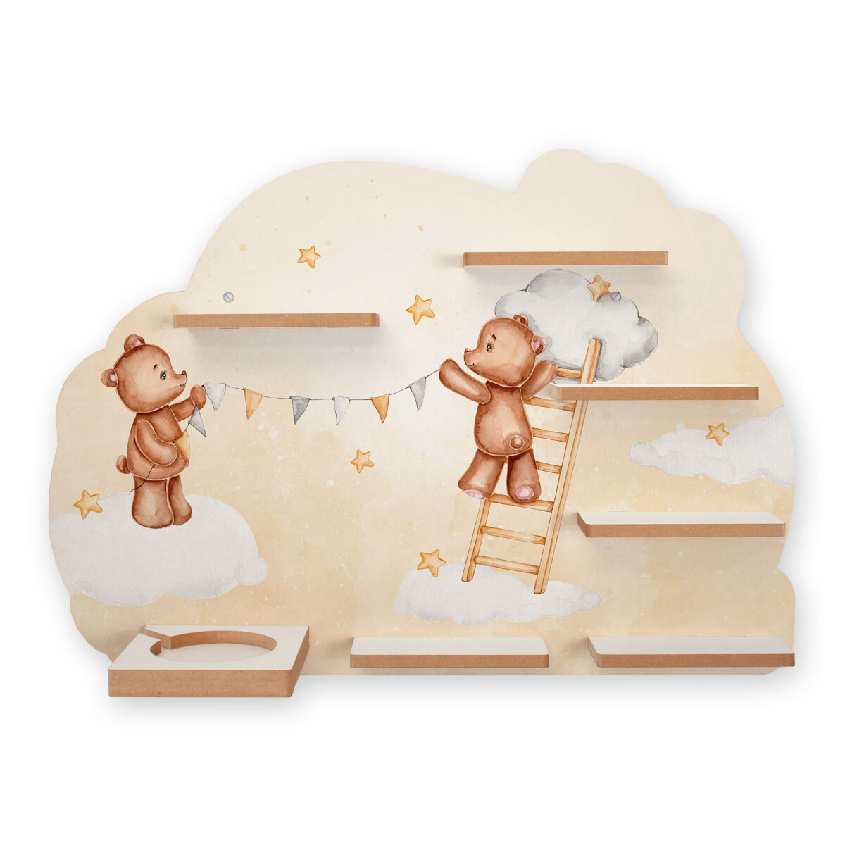Teddys beim Schmücken Musikbox-Regal aus MDF – passend für Toniebox® & Figuren