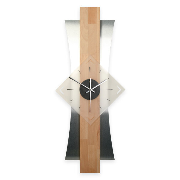 Skyline Designer-Wanduhr aus Massivholz mit Alu &...