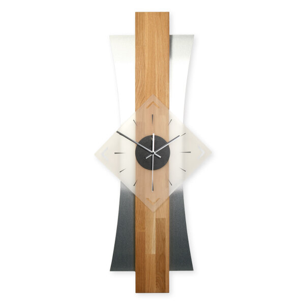 Skyline Designer-Wanduhr aus Massivholz mit Alu &...