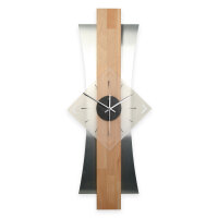 Skyline Designer-Wanduhr aus Massivholz mit Alu & leisem Uhrwerk