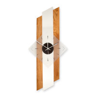 Arcwood Designer-Wanduhr aus Massivholz mit Alu & leisem Uhrwerk