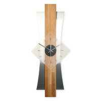 Skyline Designer-Wanduhr aus Massivholz mit Alu & leisem Uhrwerk