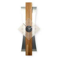Skyline Designer-Wanduhr aus Massivholz mit Alu & leisem Uhrwerk