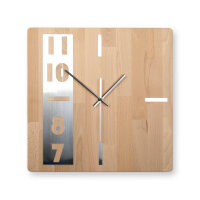 Timeline Designer-Wanduhr aus Massivholz mit Alu & leisem Uhrwerk