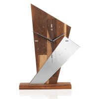 Brown Arrow – Designer-Standuhr aus Massivholz mit Alu-Applikation