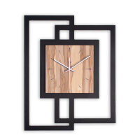 Fenora - Designer Wanduhr aus MDF mit Alu, Echtholz oder Steinfurnier